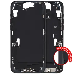 Mid-Frame Housing W/ Charging Port Flex & Small Parts For iPhone 15 Plus (EU / Global Version) (Used OEM Pull: Grade B) (Black)