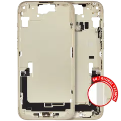 Mid-Frame Housing W/ Charging Port Flex & Small Parts For iPhone 15 Plus (EU / Global Version) (Used OEM Pull: Grade B) (Yellow)
