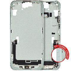 Mid-Frame Housing W/ Charging Port Flex & Small Parts For iPhone 15 Plus (EU / Global Version) (Used OEM Pull: Grade C) (Green)