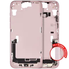 Mid-Frame Housing W/ Charging Port Flex & Small Parts For iPhone 15 Plus (EU / Global Version) (Used OEM Pull: Grade A) (Pink)