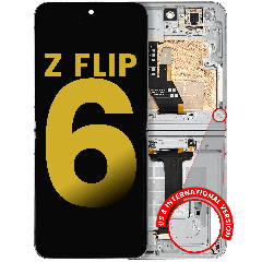Inner OLED Assembly With Frame Compatible For Samsung Galaxy Z Flip 6 (F741) (US & International) (Refurbished) (White)