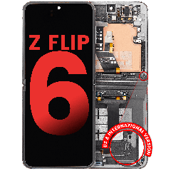 Inner OLED Assembly With Frame For Samsung Galaxy Z Flip 6 5G (US & International) (Aftermarket Plus) (Silver Shadow)
