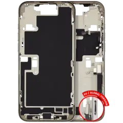 Mid-Frame Housing W/ Charging Port Flex & Small Parts For iPhone 16 Pro Max (EU / Global Version) (Used OEM Pull: Grade A) (Natural Titanium)