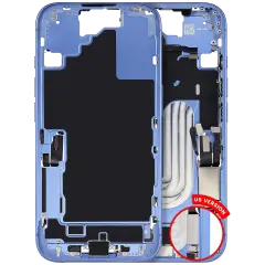 Mid-Frame Housing W/ Charging Port Flex & Small Parts For iPhone 16 (US Version) (Used OEM Pull: Grade C) (Ultramarine)
