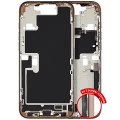 Mid-Frame Housing W/ Charging Port Flex & Small Parts For iPhone 16 Pro Max (EU / Global Version) (Used OEM Pull: Grade C) (Desert Titanium)