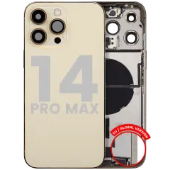 Back Housing W/ Charging Port Flex & Small Parts For iPhone 14 Pro Max (EU / Global Version) (Used OEM Pull: Grade B) (Gold)