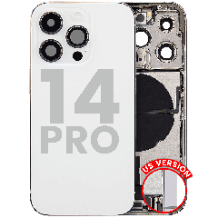 Back Housing W/ Charging Port Flex & Small Parts For iPhone 14 Pro (US Version) (Used OEM Pull: Grade C) (Silver)