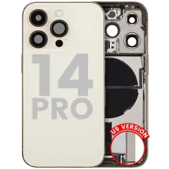 Back Housing W/ Charging Port Flex & Small Parts For iPhone 14 Pro (US Version) (Used OEM Pull: Grade B) (Gold)
