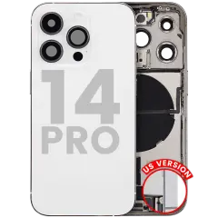 Back Housing W/ Charging Port Flex & Small Parts For iPhone 14 Pro (US Version) (Used OEM Pull: Grade B) (Silver)