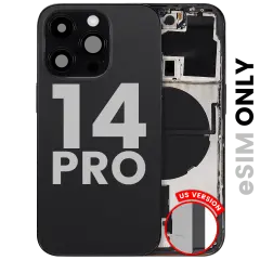 Back Housing W/ Small Parts For iPhone 14 Pro (US Version) (Used OEM Pull: Grade C) (Space Black)