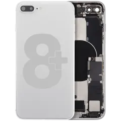 Back Housing W/ Charging Port Flex and Small Components Pre-Installed For iPhone 8 Plus (Used OEM Pull: Grade A) (Silver)