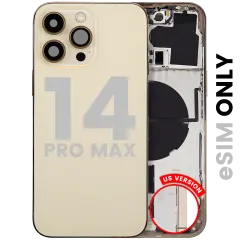 Back Housing W/ Small Parts For iPhone 14 Pro Max (US Version) (Used OEM Pull: Grade A) (Gold)