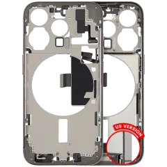 Mid-Frame Housing W/ Charging Port Flex & Small Parts For iPhone 15 Pro (US Version) (Used OEM Pull: Grade A) (Natural Titanium)