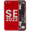 Back Housing W/ Charging Port Flex and Small Components Pre-Installed For iPhone SE (2022) (Used OEM Pull: Grade C) (Red)