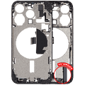 Mid-Frame Housing W/ Charging Port Flex & Small Parts For iPhone 15 Pro (US Version) (Used OEM Pull: Grade C) (Black Titanium)