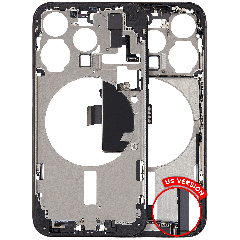Mid-Frame Housing W/ Charging Port Flex & Small Parts For iPhone 15 Pro (US Version) (Used OEM Pull: Grade B) (Black Titanium)
