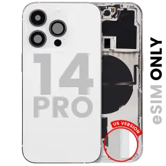 Back Housing W/ Small Parts For iPhone 14 Pro (US Version) (Used OEM Pull: Grade C) (Silver)