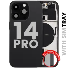 Back Housing W/ Small Parts For iPhone 14 Pro (EU / Global Version) (Used OEM Pull: Grade C) (Space Black)