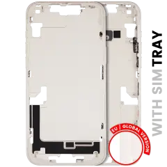 Mid-Frame Housing W/ Small Parts For iPhone 14 Plus (EU / Global Version) (Used OEM Pull: Grade B) (Starlight)
