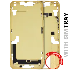 Mid-Frame Housing W/ Small Parts For iPhone 14 Plus (EU / Global Version) (Used OEM Pull: Grade B) (Yellow)