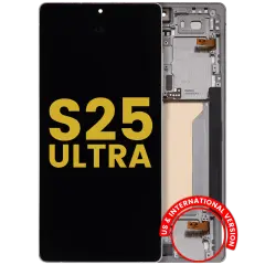 OLED Assembly With Frame For Samsung Galaxy S25 Ultra 5G (US & International) (Refurbished) (Titanium White Silver)