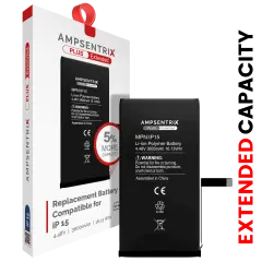 Replacement Battery For iPhone 15 (AmpSentrix Plus Extended)