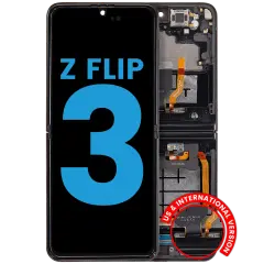 Inner OLED Assembly With Frame Compatible For Samsung Galaxy Z Flip 3 5G (F711) (US & International) (Aftermarket) (Phantom Black)