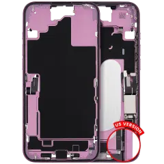 Mid-Frame Housing W/ Charging Port Flex & Small Parts For iPhone 16 Plus (US Version) (Used OEM Pull: Grade B) (Pink)