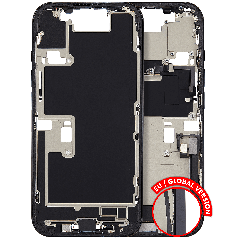 Mid-Frame Housing W/ Charging Port Flex & Small Parts For iPhone 16 Pro (EU / Global Version) (Used OEM Pull: Grade C) (Black Titanium)