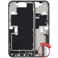 Mid-Frame Housing W/ Charging Port Flex & Small Parts For iPhone 16 Pro Max (US Version) (Used OEM Pull: Grade B) (White Titanium)