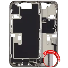 Mid-Frame Housing W/ Charging Port Flex & Small Parts For iPhone 16 Pro (EU / Global Version) (Used OEM Pull: Grade C) (Natural Titanium)