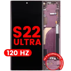 OLED Assembly With Frame For Samsung Galaxy S22 Ultra 5G (US & International Version) (Aftermarket Pro) (120Hz) (Burgundy)