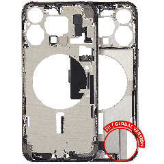 Mid-Frame Housing W/ Charging Port Flex & Small Parts For iPhone 15 Pro Max (EU / Global Version) (Used OEM Pull: Grade A) (Natural Titanium)
