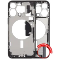 Mid-Frame Housing W/ Charging Port Flex & Small Parts For iPhone 15 Pro Max (EU / Global Version) (Used OEM Pull: Grade B) (Black Titanium)