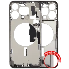 Mid-Frame Housing W/ Charging Port Flex & Small Parts For iPhone 15 Pro Max (EU / Global Version) (Used OEM Pull: Grade C) (Natural Titanium)