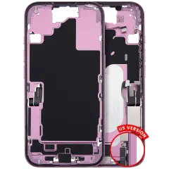 Mid-Frame Housing W/ Charging Port Flex & Small Parts For iPhone 16 (US Version) (Used OEM Pull: Grade B) (Pink)