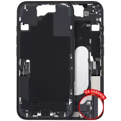 Mid-Frame Housing W/ Charging Port Flex & Small Parts For iPhone 16 (US Version) (Used OEM Pull: Grade C) (Black)