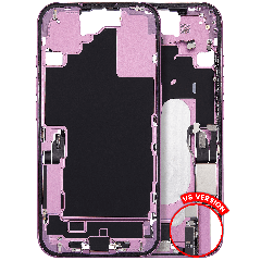 Mid-Frame Housing W/ Charging Port Flex & Small Parts For iPhone 16 (US Version) (Used OEM Pull: Grade C) (Pink)