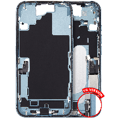 Mid-Frame Housing W/ Charging Port Flex & Small Parts For iPhone 16 (US Version) (Used OEM Pull: Grade C) (Teal)