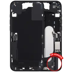 Mid-Frame Housing W/ Charging Port Flex & Small Parts For iPhone 16 Plus (US Version) (Used OEM Pull: Grade B) (Black)