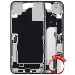 Mid-Frame Housing W/ Charging Port Flex & Small Parts For iPhone 16 Plus (US Version) (Used OEM Pull: Grade B) (White)