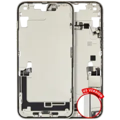 Mid-Frame Housing W/ Charging Port Flex & Small Parts For iPhone 14 Plus (US Version) (Used OEM Pull: Grade A) (Starlight)