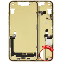 Mid-Frame Housing W/ Charging Port Flex & Small Parts For iPhone 14 Plus (US Version) (Used OEM Pull: Grade B) (Yellow)