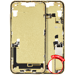Mid-Frame Housing W/ Charging Port Flex & Small Parts For iPhone 14 Plus (US Version) (Used OEM Pull: Grade C) (Yellow)