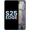 OLED Assembly With Frame Compatible For Samsung Galaxy S25 Edge (Service Pack) (Titanium Jetblack)