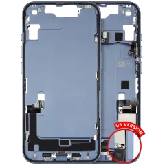 Mid-Frame Housing W/ Charging Port Flex & Small Parts For iPhone 14 (US Version) (Used OEM Pull: Grade A) (Blue)