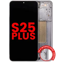 OLED Assembly With Frame For Samsung Galaxy S25 Plus 5G (US & International Version) (Aftermarket Plus) (Silver Shadow)