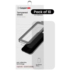 Casper Snap Tempered Glass For iPhone 15 Pro (10 Pack) (AR Clear)