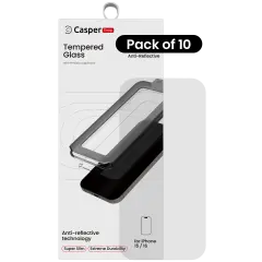 Casper Snap Tempered Glass For iPhone 15 / 16 (10 Pack) (AR Clear)