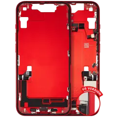 Mid-Frame Housing W/ Charging Port Flex & Small Parts For iPhone 14 (US Version) (Used OEM Pull: Grade B) (Red)